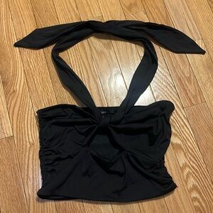 Black halter neck keyhole top